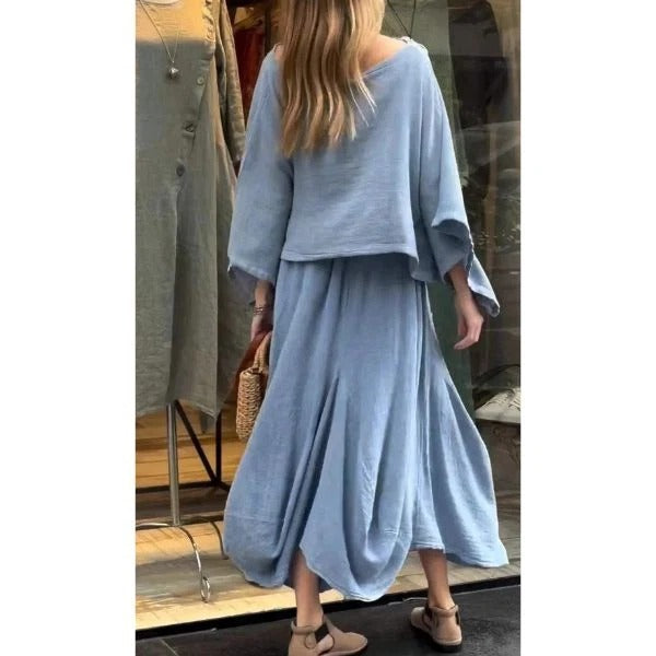 Conjunto Feminino em Linho e Algodão Vintage - [Frete Grátis]